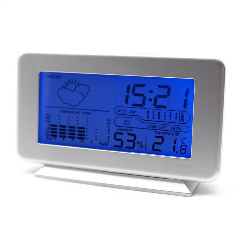 Wetterstation Tischuhr LCD Wecker Temperaturanzeige Luftfeuchte Wettervorhersage