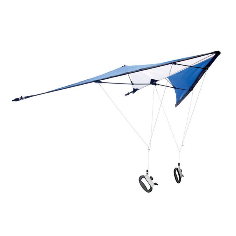 Lenkdrachen Drachen Flugdrachen mit 160 cm Spannweite inkl. Steuerleinen blau