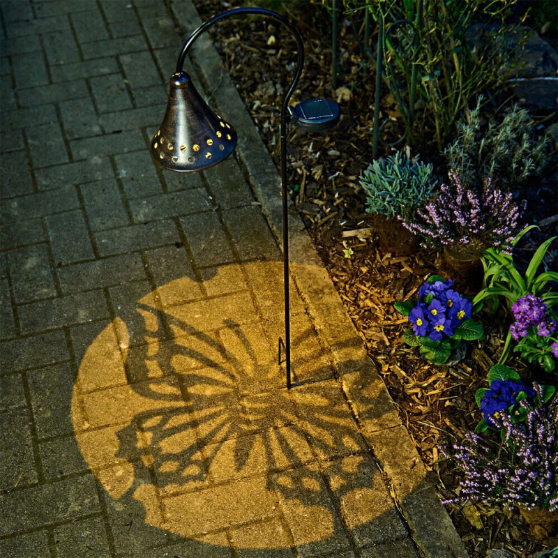 LED Solar Gartenstecker Schmetterling Projektion Garten Steck Strahler Lampe